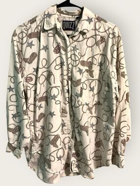 🌺VTG QUIZZ NEW YORK WESTERN 90’s BUTTON DOWN SHIRT